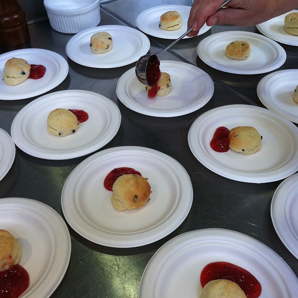 Kim Laidlaws Scone with strawberry jam from @SFCooking School at the Open House.