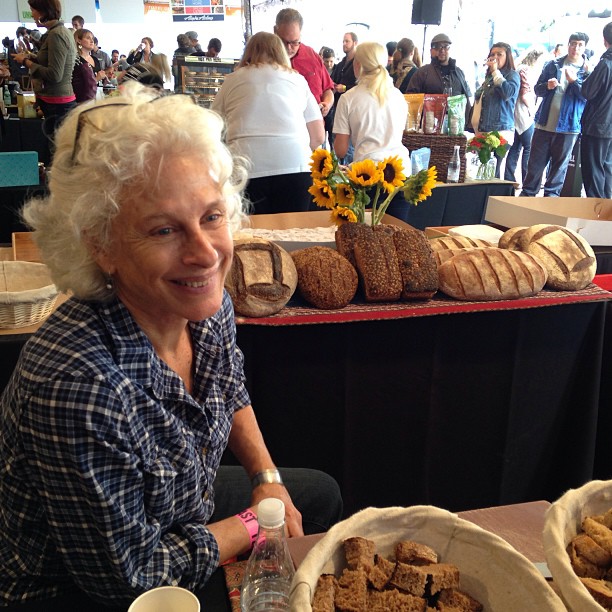 Here's Tissa of the very Tartine-esque Tabor Bread at #feastpdx. The spelt and sprouted grain breads are the essence of deliciousness.