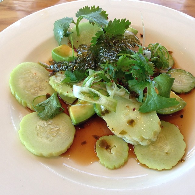 Wakame and cucumber salad from @StrongArmFarm @HealdsburgSHED lunch today.